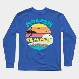 Hawaii Summer Retro Vintage Long Sleeve T-Shirt